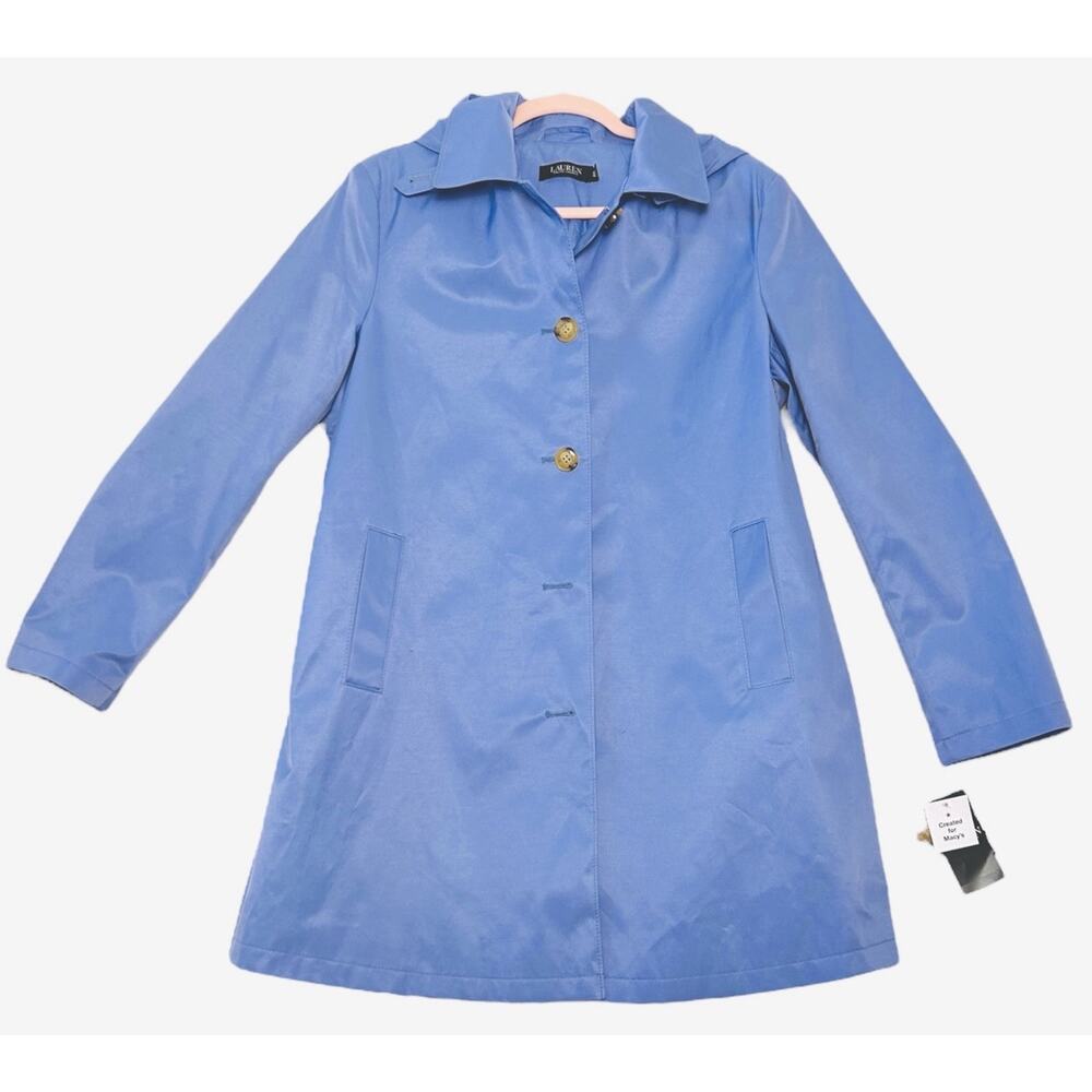 Lauren Ralph Lauren Women Raincoat NWT Size XL Detach Hood French Blue Spring